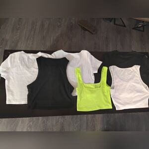 Stylish Women's Sz. Small Crop-Tops Black, White, and Green